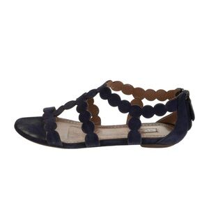 ALAÏA Blue Suede Scalloped Gladiator Sandals | IT 36 (US 5.5)